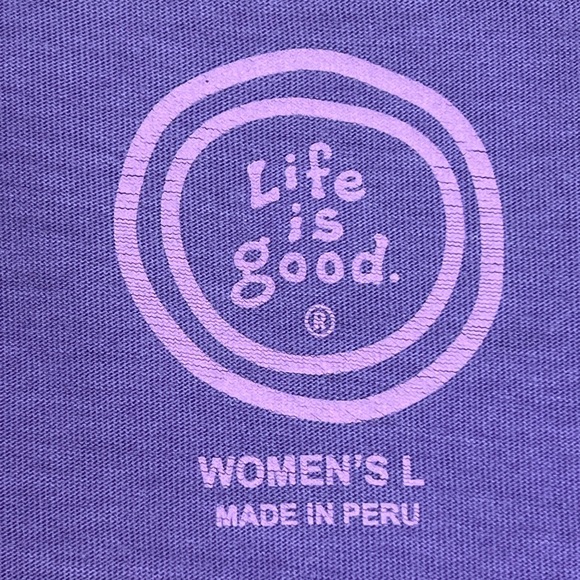 Life is Good Long Sleeve Crew Neck Tee Powder Room Size Large Purple - Picture 4 of 11